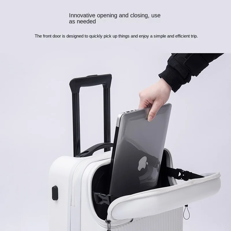 Front Semi-Open Suitcase with Laptop Bag Female Lightweight Luggage Case Multifunction Carry-on Cabin Suitcase Trolley Case