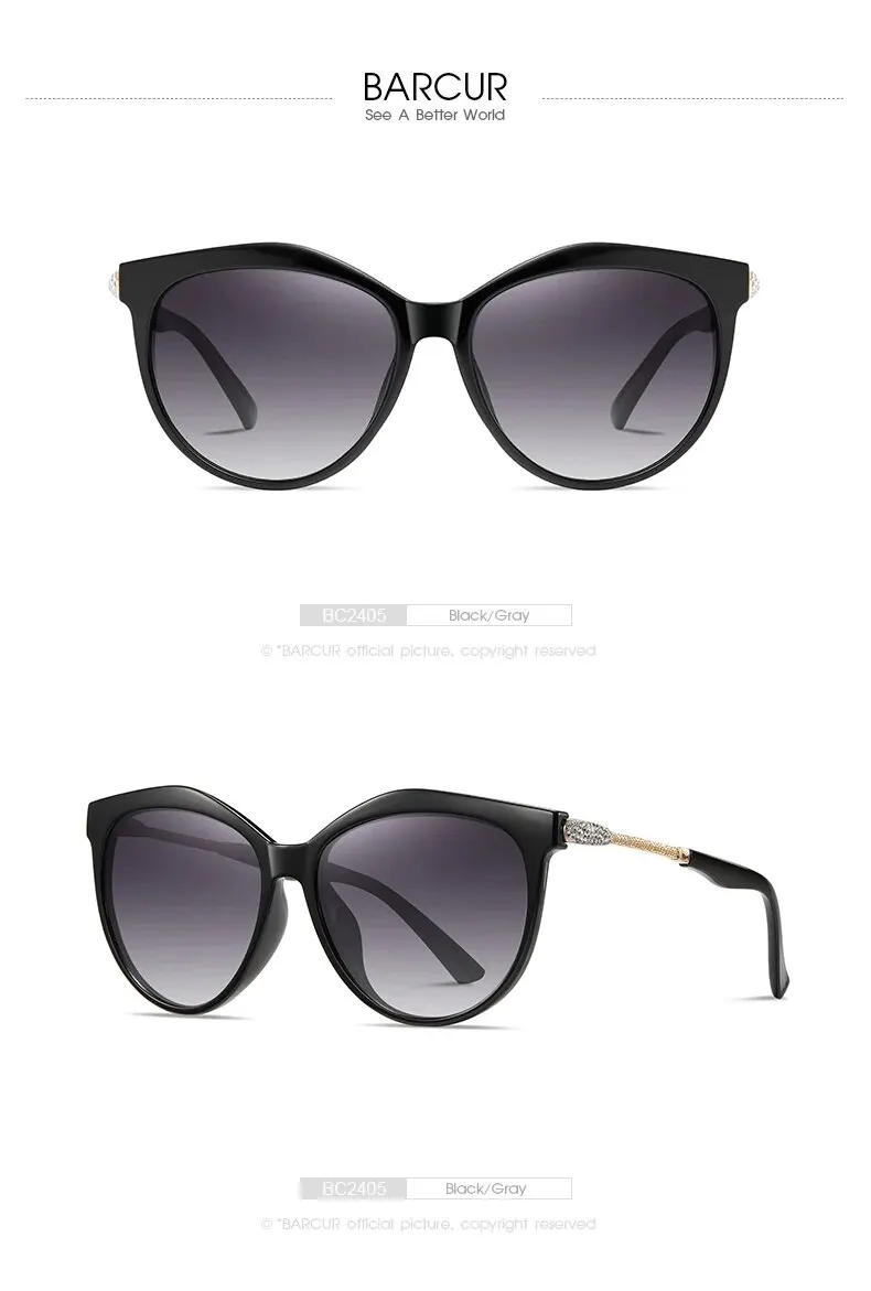 Barcur polarisierte Cat Eye Sonnenbrille Frauen Farbverlauf runde Sonnenbrille für Frauen oculos lunette de soleil femme – Detail 14