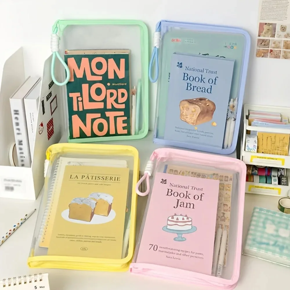 A4 File Bag Large-capacity Textbook Transparent Storage Zipper Student Hand-held Thickened Waterproof Storage Bag for Textbooks