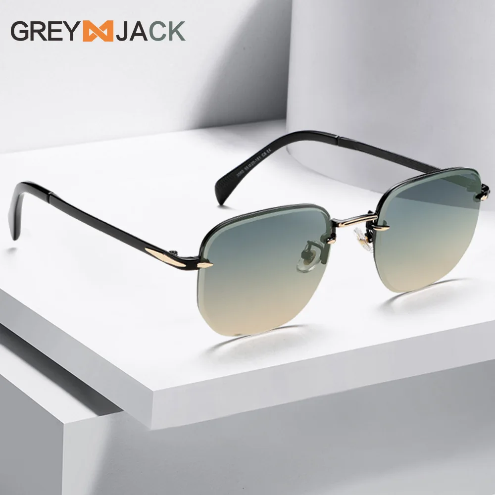 

Classic Vintage Semi-Rimless Man Sunglasses Square Gradient Mirror Sun Glasses Male Retro Outdoor Driving Oculos De Sol Lentes