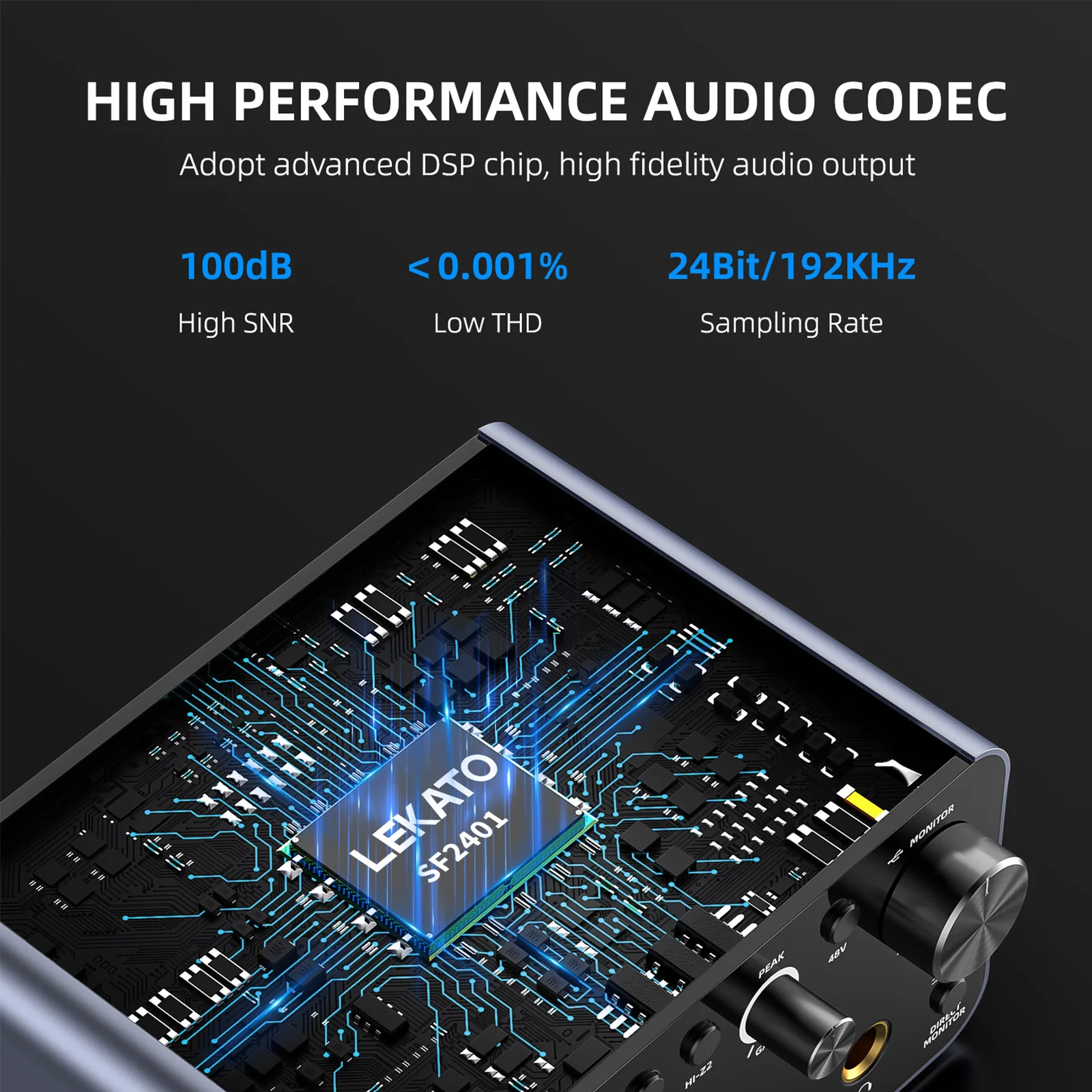 

Портативный USB-аудиоинтерфейс Lekato — студийная запись 24 бит/192 кГц для компьютера/смартфона, Xlr с фантомным питанием 48 В
