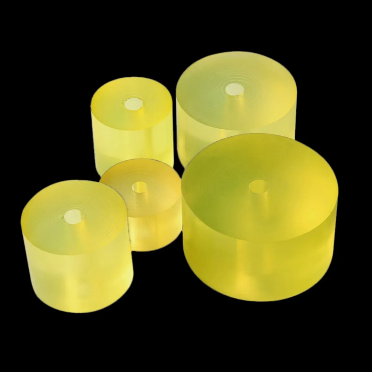 Cushioning Round Pad Heavy Machinery PU Shock-Absorbing Circular Sheet Mat 50mm-250mm Diameter with 10mm Inner Hole