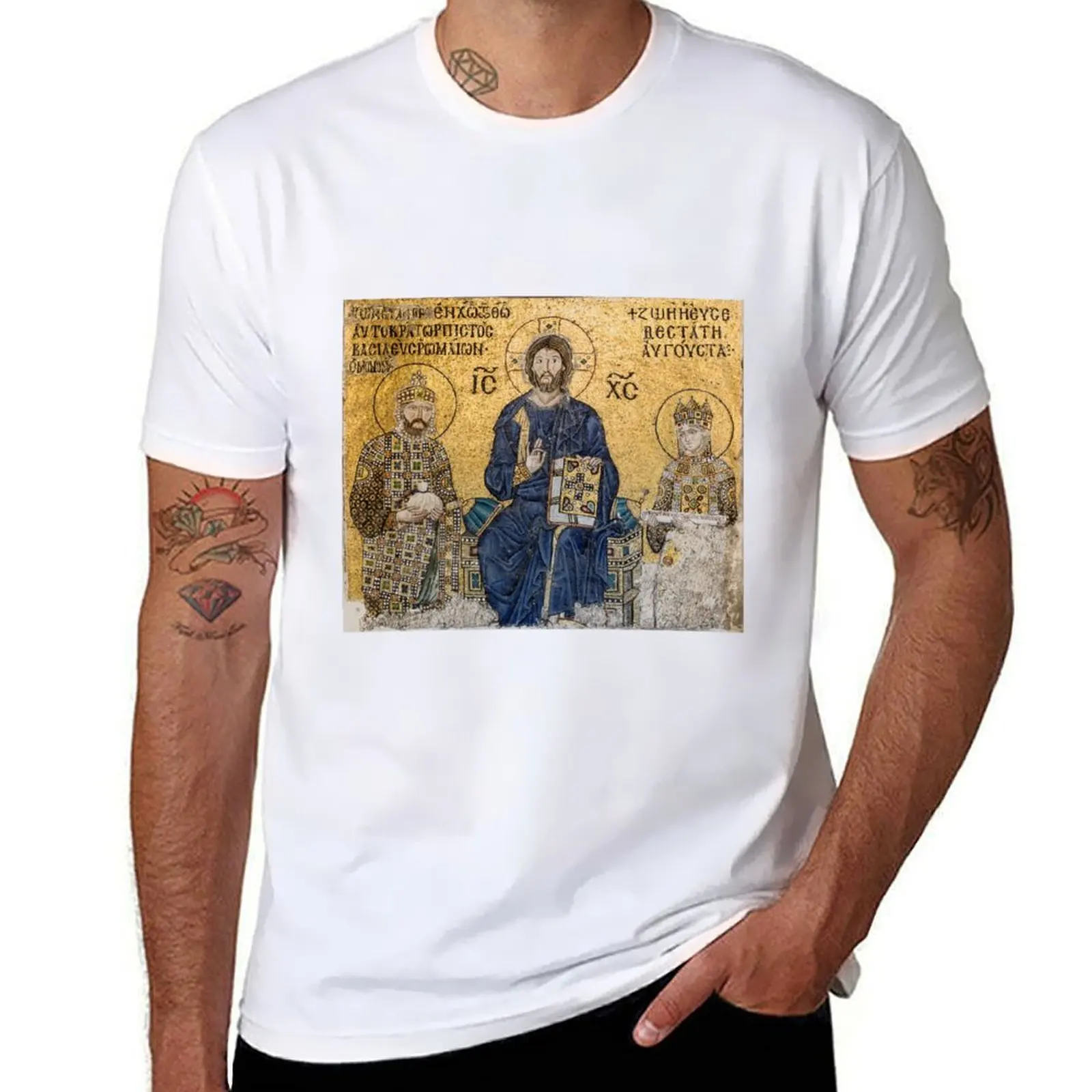 

Jesus Christ Pantocrato mosaic in Hagia Sophia, Istanbul T-Shirt man tshirt black cotton t-shirt plain for man package T-shirt