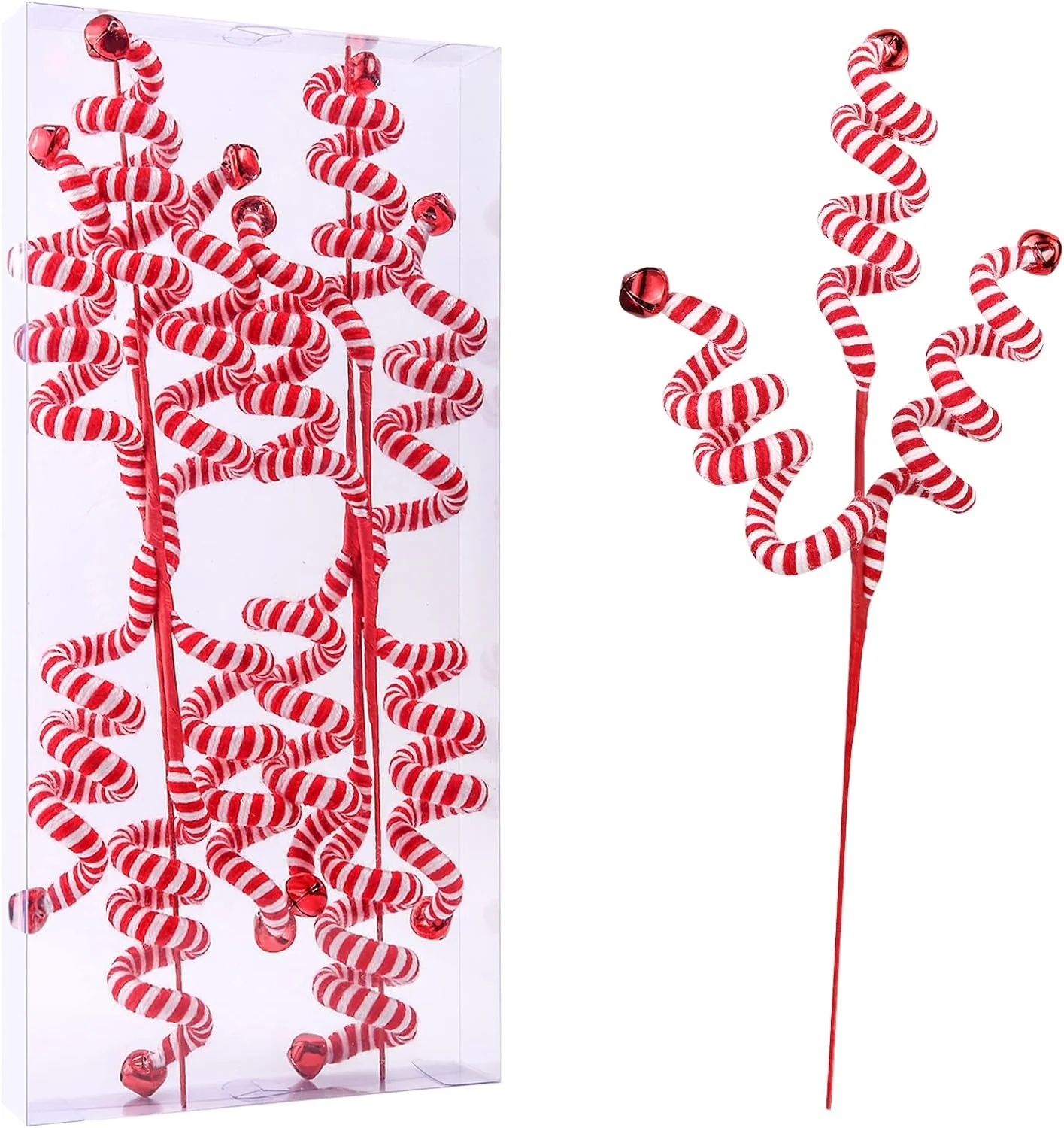 1PC ตกแต่งคริสต์มาส Candy Cane Bell Twisted Lollipop ต้นคริสต์มาส DIY Party ตกแต่งบ้านม้วนสาขาตกแต่ง