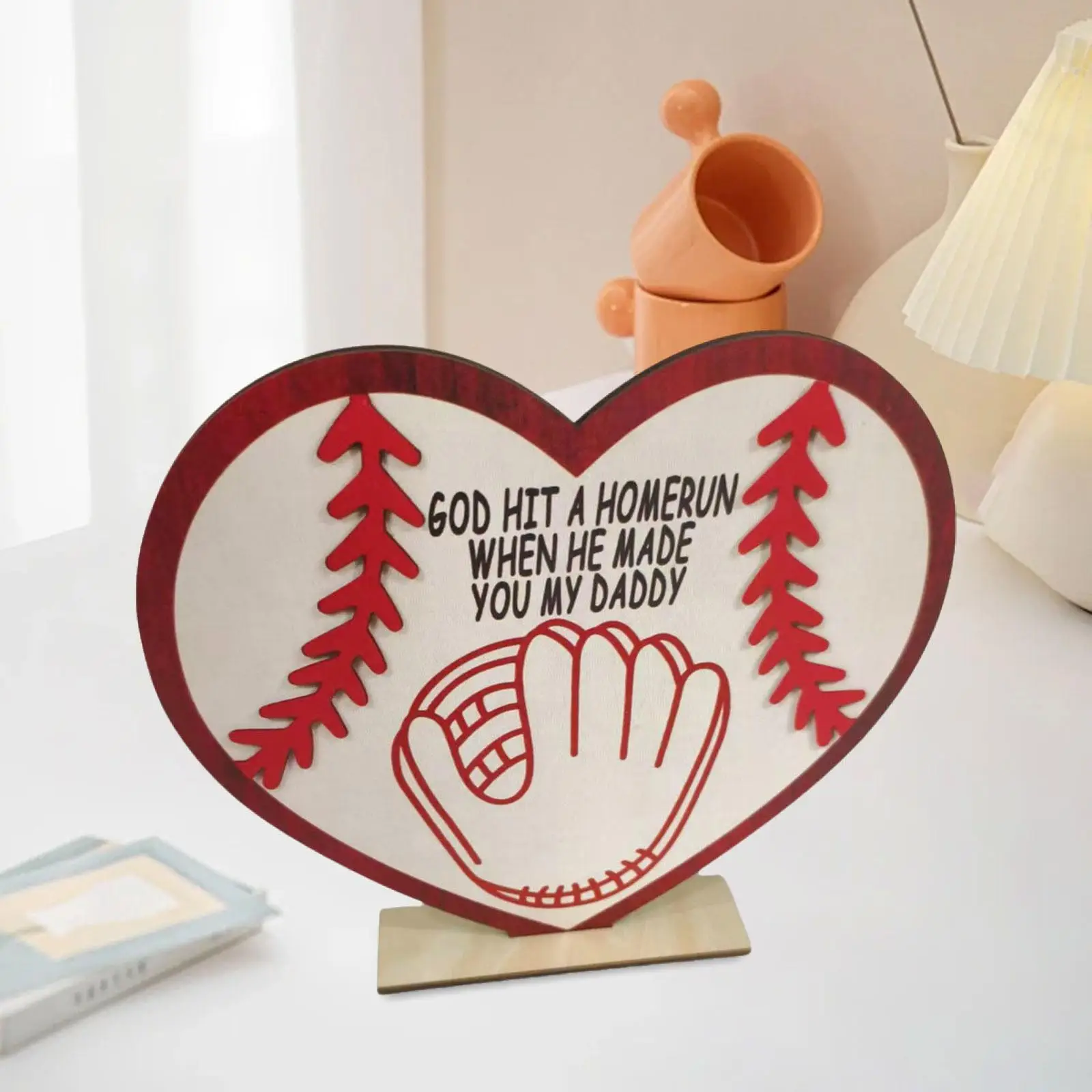 

Baseball Wood Sign Creative Table Centerpiece for Cabinet Indoor Party