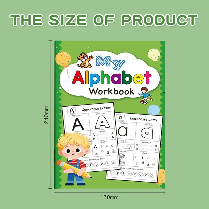 Children's English Enlightenment Practice Book ABCDE Alphabet Word Drawing Red Book Preschool Basic Drawing Training Book