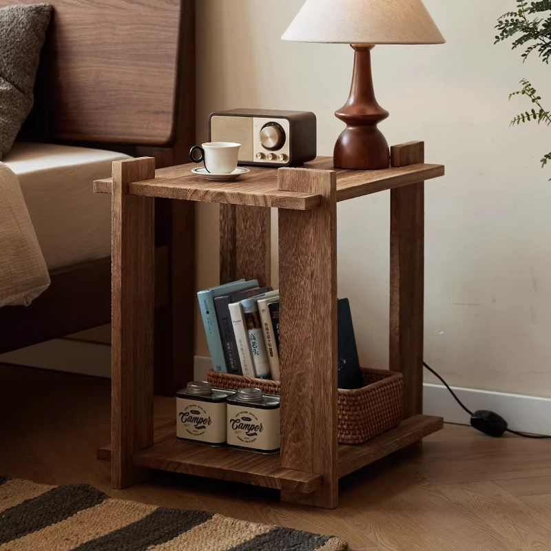 Solid wood bedside table household bedroom simple creative shelf bedside table replacement