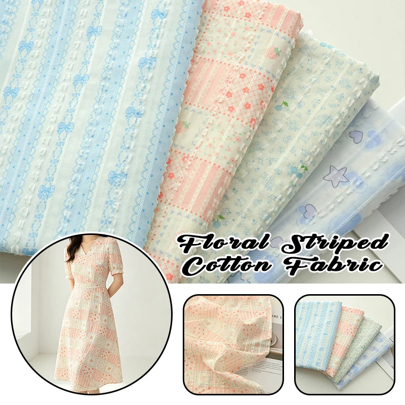 145X100Cm 40S Full Cotton Digital Print Fabric Fresh Floral Pattern Soft Breathable Material for Diy Dressmaking & Home Decor