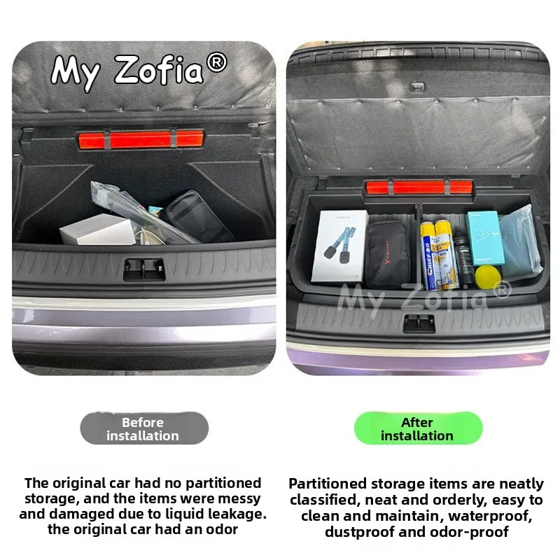 Multifunctional Waterproof Anti-Scratch Car Trunk Storage Box Interior Upgrade Organizer Accessories For Voyah Courage 2025 2026