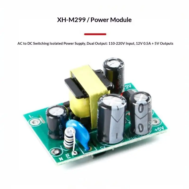 1Pcs 110V-220V To 5V 12V Dual Output Isolated Converter AC-DC Power Supply Module 100mA 500mA For DIY Electronic Projects