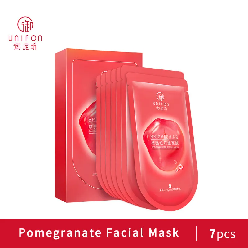 Unifon Red melograno idratante idratante schiarente Set per la cura della pelle di base 7 pezzi maschera facciale