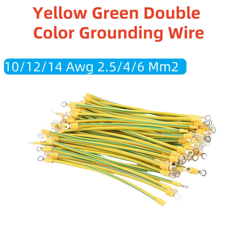 

Copper Bridge 100Pcs Jumper Yellow Green Double Color Grounding Wire Solar Photovoltaic Grounding Wire 10/12/14 Awg 2.5/4/6 Mm2