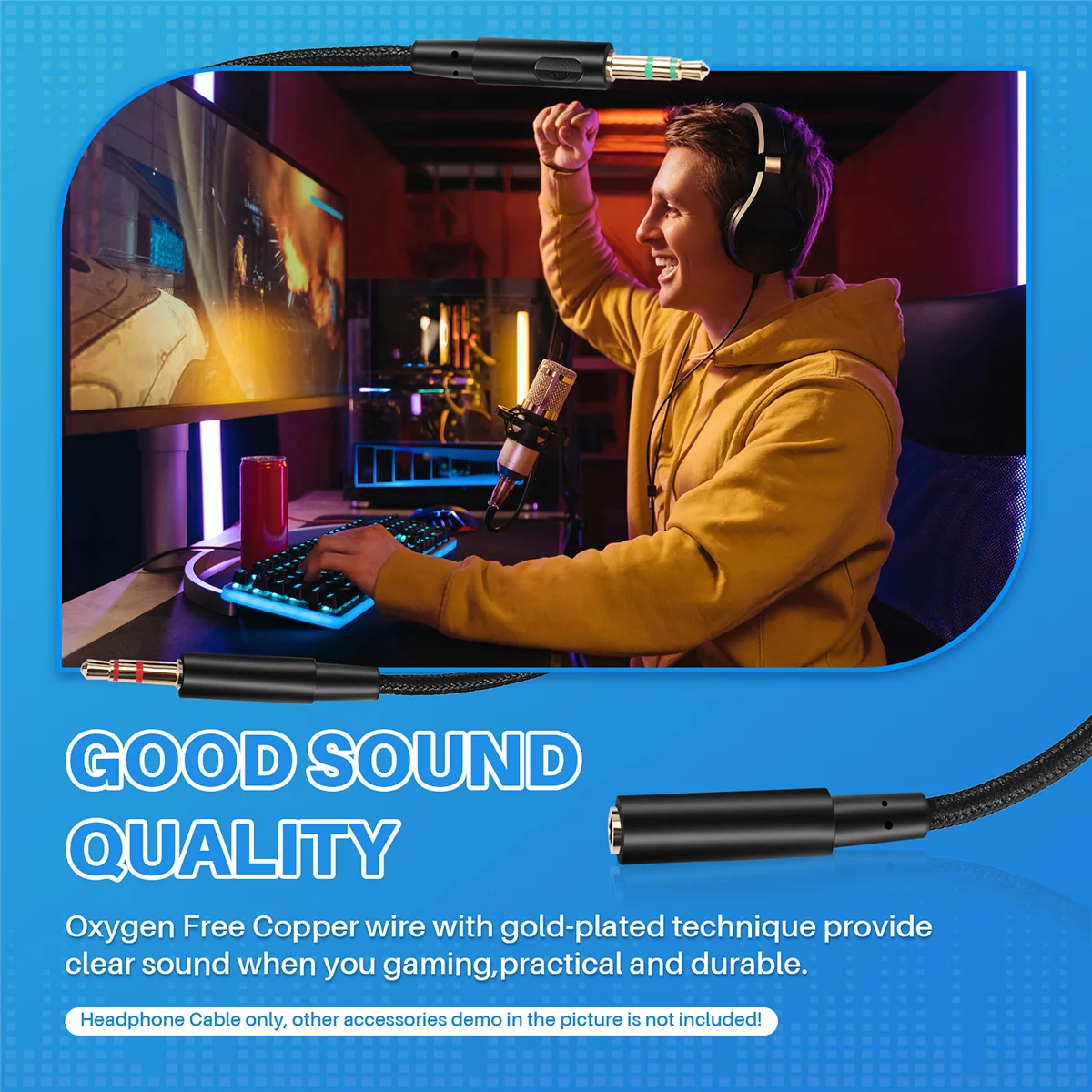 M16K3.5mm Universal 2 en 1 Auriculares para juegos Cable de extensión de audio para auriculares HyperX Cloud II/Alpha-/Cloud Flight/Core