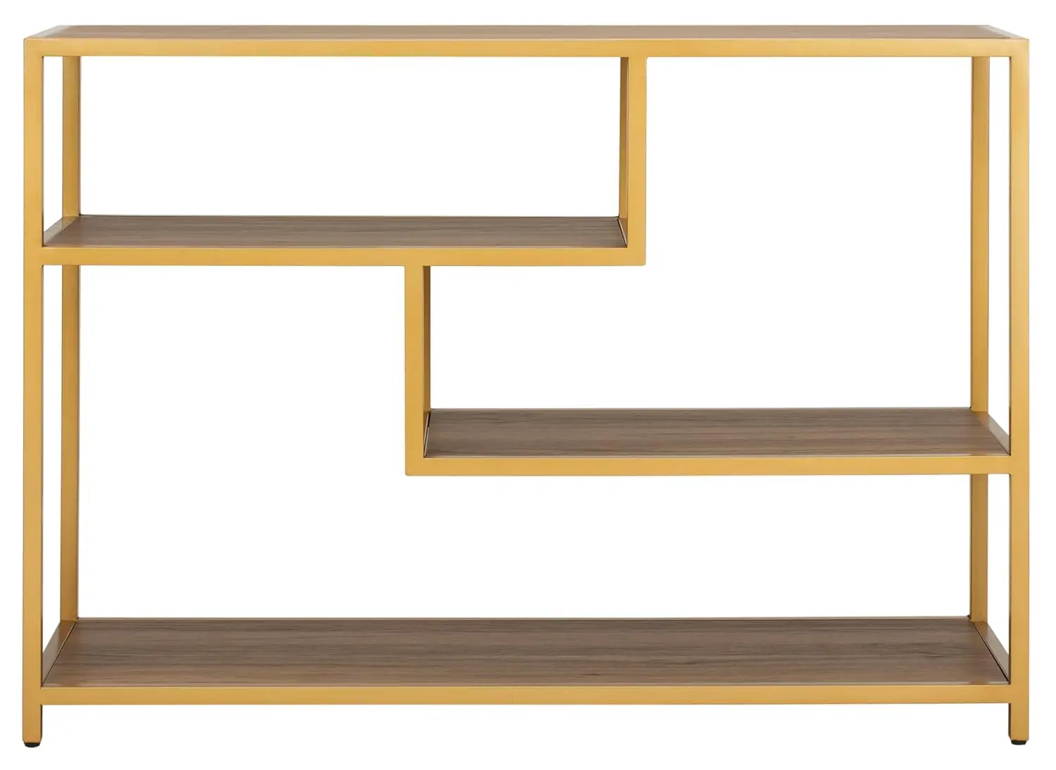 Mid-Century Modern Walnut & Gold Console Table for Living Room Entryway 47
