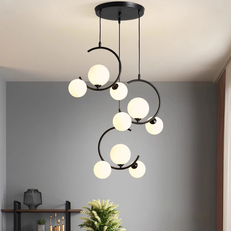 Modern Glass Sphere Decor Ceiling Chandeliers LED Living Room Bedroom Bar Counter Cafe Restaurant Nordic Creative Hanging Lights
