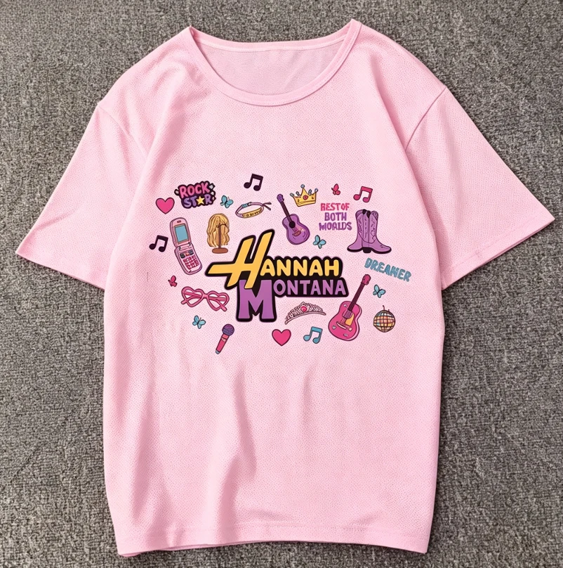 Y2K retro pop music pattern T-shirt pink cartoon rock star print casual unisex street wear unisex top