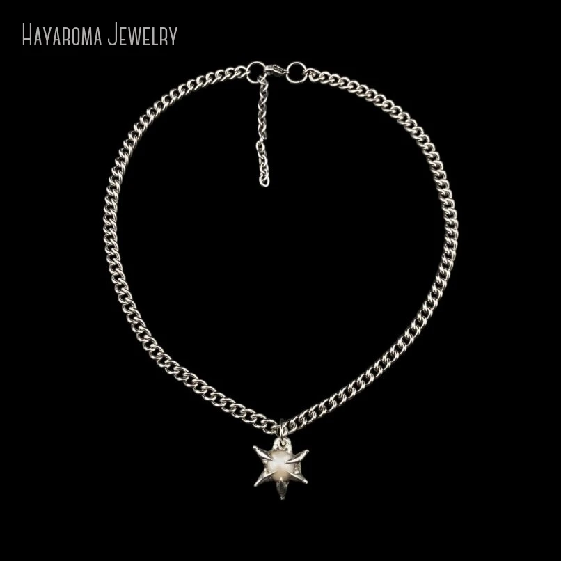 

10Pcs Punk Cybercore Women Y2K Stainless Steel Chain Jewelry Spike Pearl Pendant Necklace