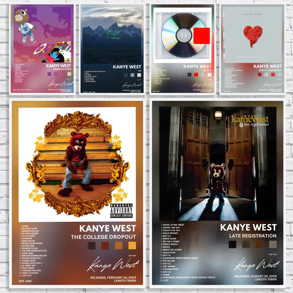 Rapper Singer K-Kanye West Painting Calligraphy High-Quality Canvas Wall Mural Crease-Free For Living Room Bedroom Interiors