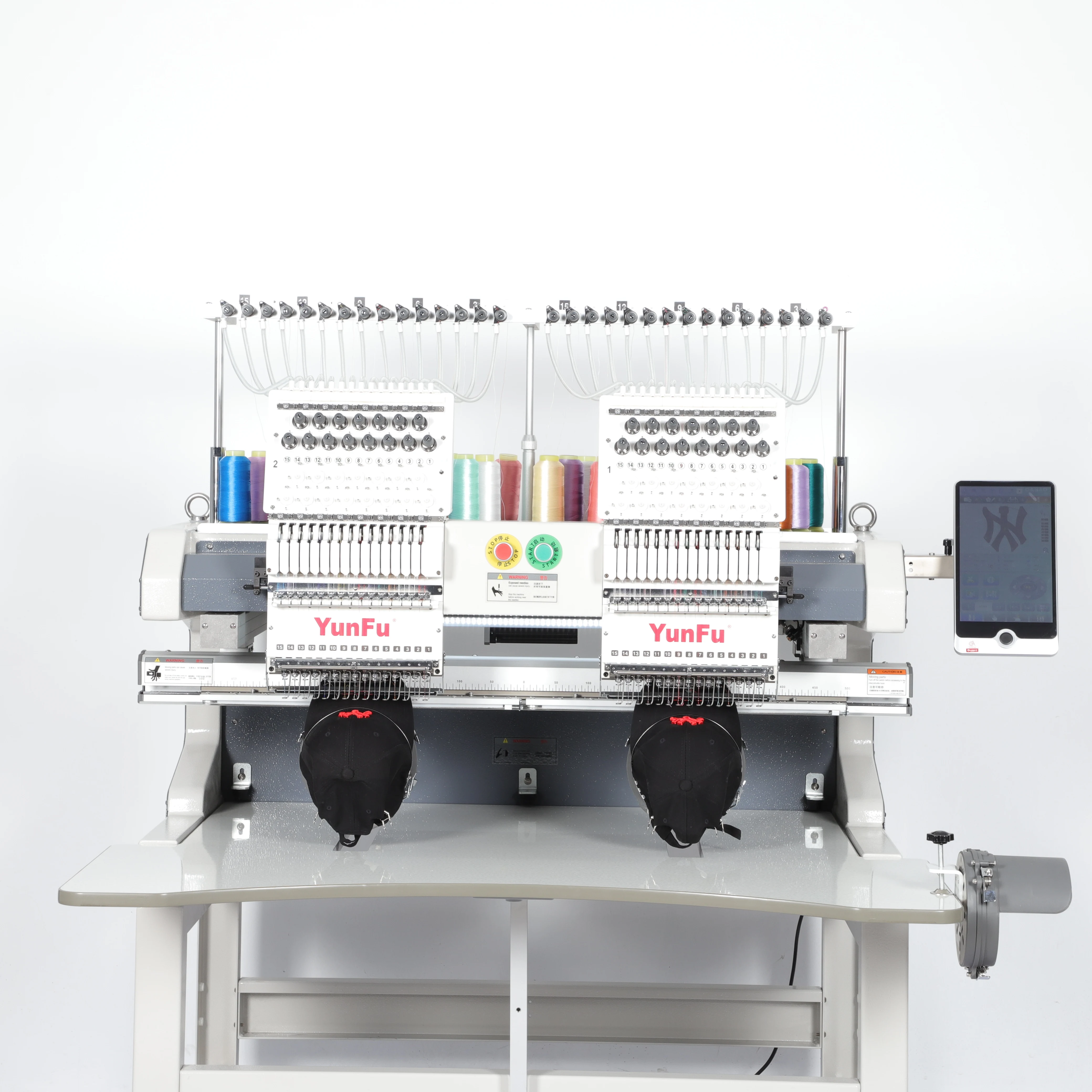 Ta jima 2-Head Digital Computer Embroidery Machine 15-12 Needles for Cap T-Shirt & Flat Socks with Motor Core Component