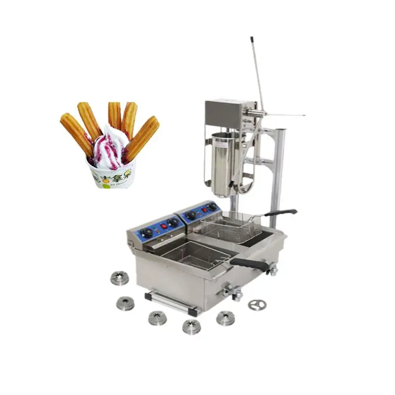 

7L Spanish Churro Making Machine Stainless Steel Churros Machine With Gas Fryer Churros Making Machine Churros Filling Machine