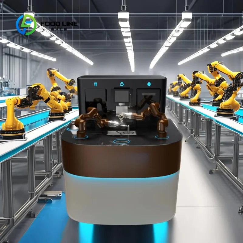 Customized 6 Axis Robot Full Robotic Coffee Barista System with Latte Art Printing and APP Order Coffee Kiosk Vending Machine