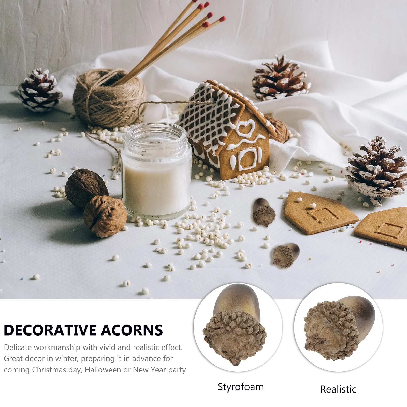 

20pcs Simulation Acorn Ornaments Lifelike Artificial Acorns Decorative Christmas Decor For Home Kitchen Wedding