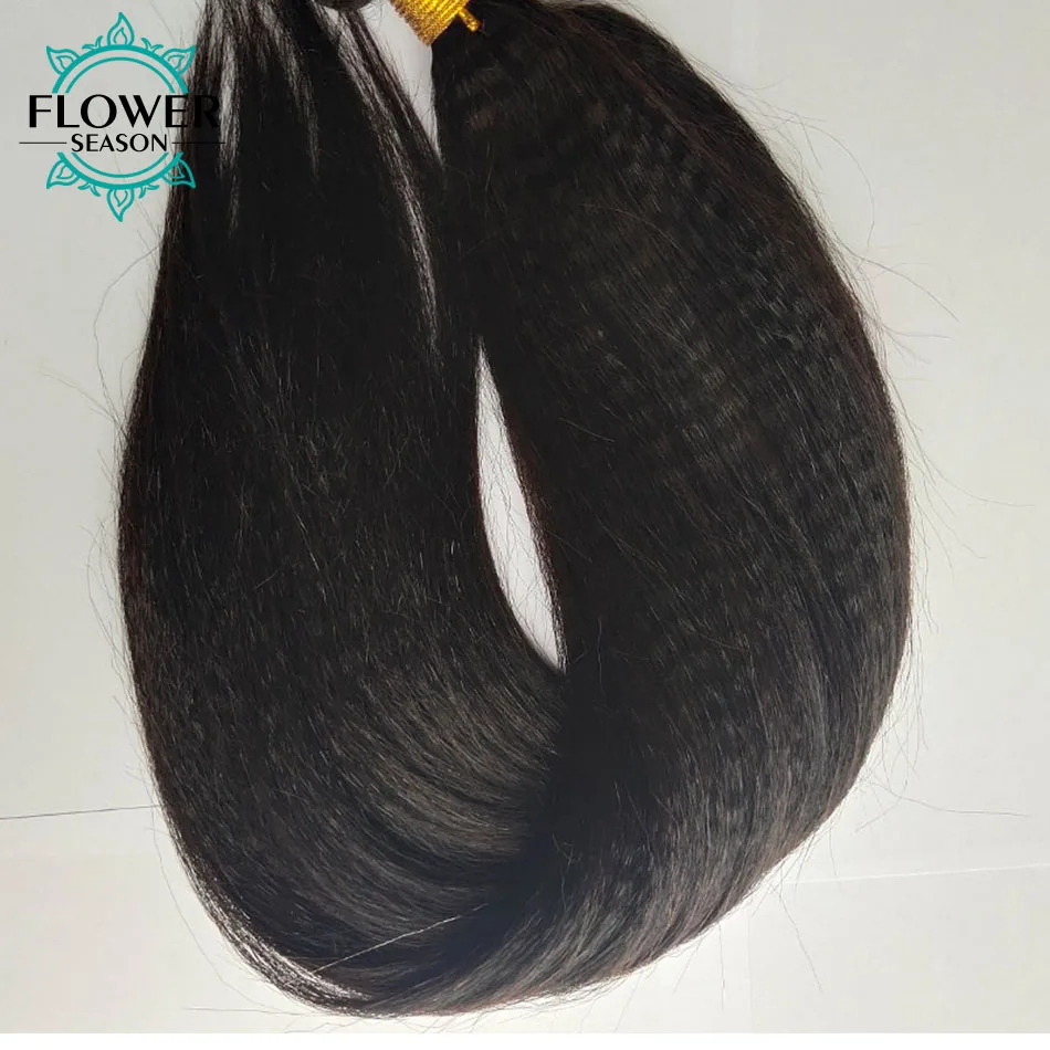 Bundle de cheveux humains Yaki, extensions de cheveux de trame droite, tissage de cheveux brésiliens, léger, 8-30 pouces, 1 PC, 3/4 PCs/Lot