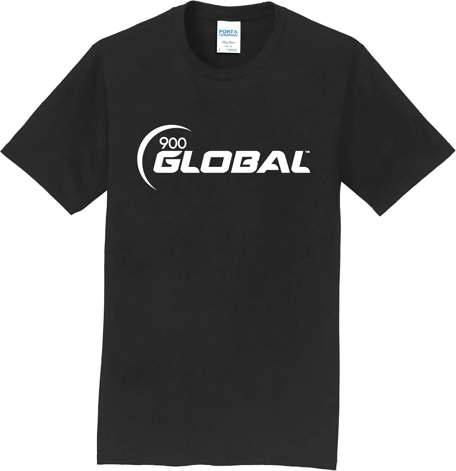 Logo Infusion Black T-Shirt 100% Cotton - 900 Global Bowling - White Logo - Design 000L