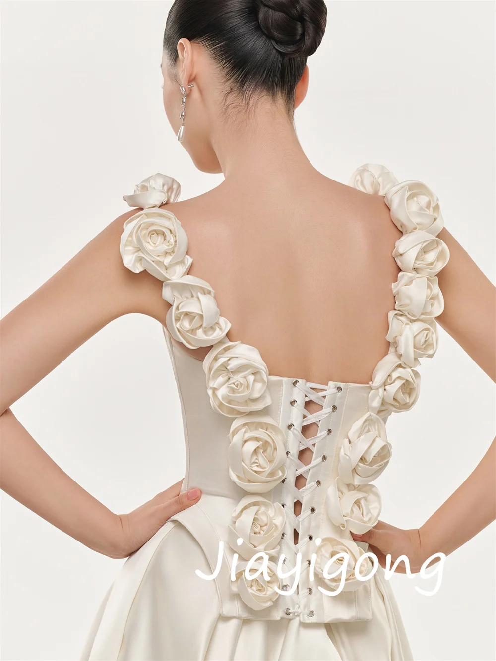 Customized Fashion Charmeuse Flower Pleat A-line Sweetheart Long Dresses Bespoke Occasion High Quality