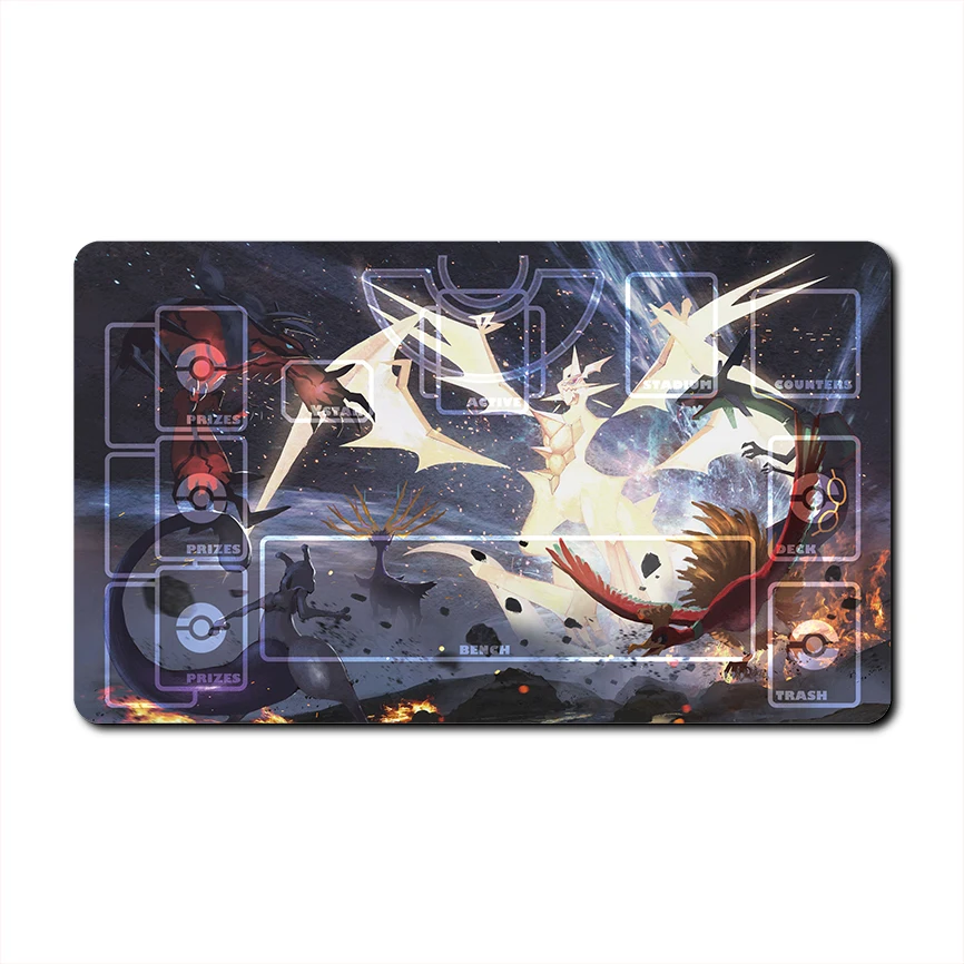 Diy 60*35*0.2cm PTCG Pokemon Dedicated Battle GAME Card Mat Rayquaza Arceus Mewtwo Lugia Zapdos Gift Toy Game Anime Table Mat