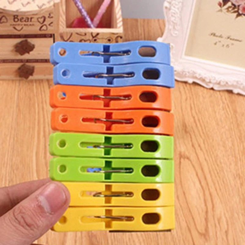 8ps/set Large Clips Plastic Windproof Beach Towel Clothes Pins Spring Clamp Clothespin Bathroom Organization