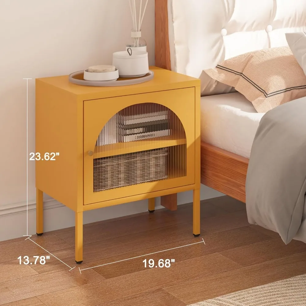 

Nightstand Bedroom Bedside Table Adjustable Frosted Texture Storage Side Cabinet Glass Coffee Table Storage Cabinet Solid Room