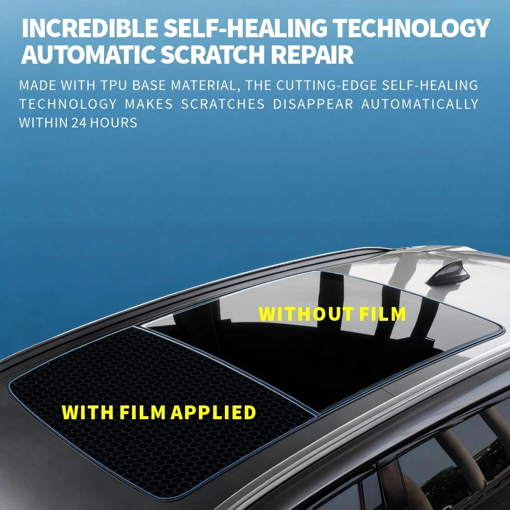 TPU Self-Healing UV Infrared Proof Anti-Scratch Luxury Sunroof Protection Film 70% VLT Explosion-Proof Heat Insulation Sky Blue