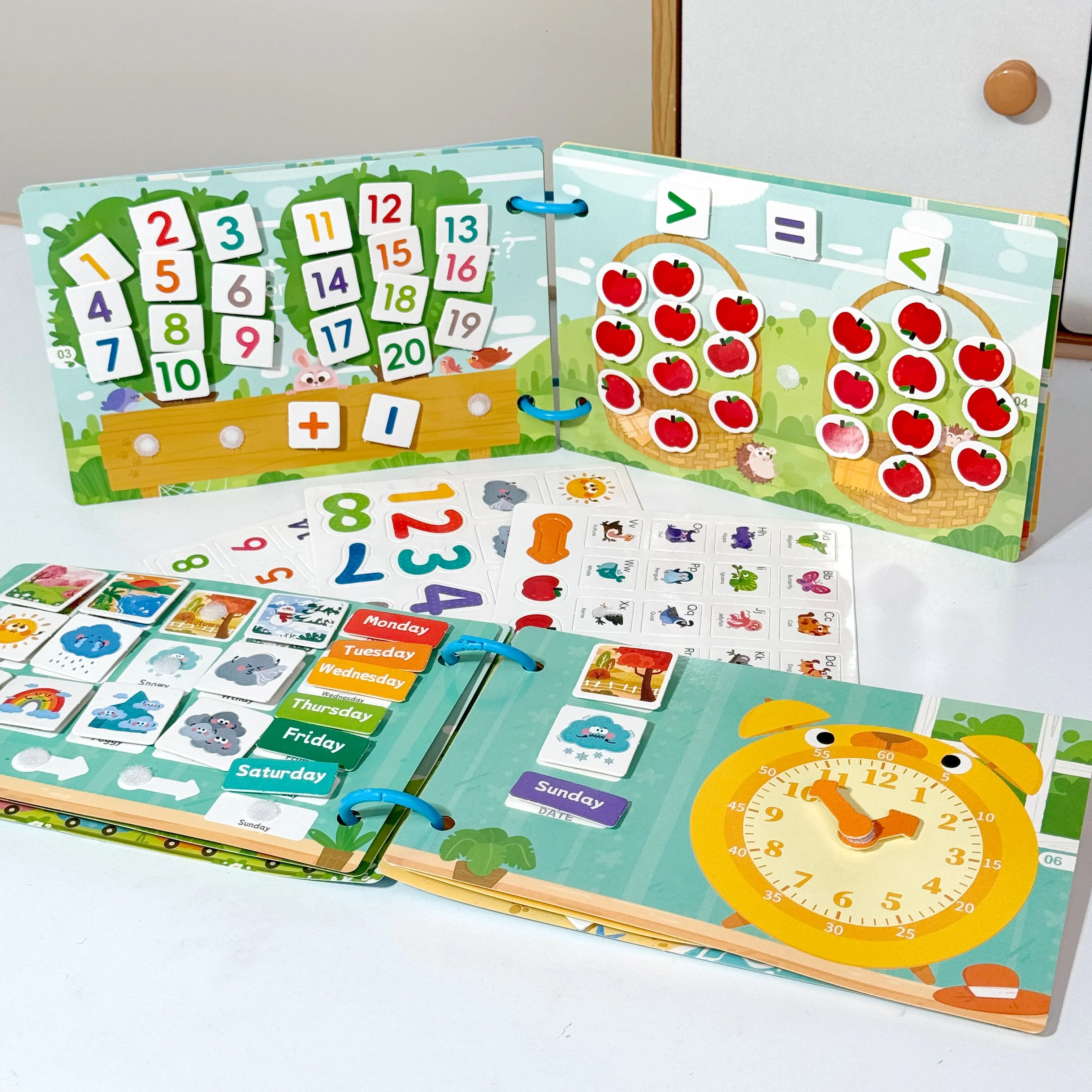 Weather Time Quiet Book Educational Enlightenment Interactive Toys Weather Cognition, Date Learning, Digital Operations Gifts