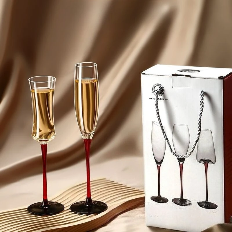 

Набор бокалов для шампанского, 2 шт., хрустальные бокалы для вина, высокая флейта, пузырьковая чашка, подарочная коробка, элегантный дизайн