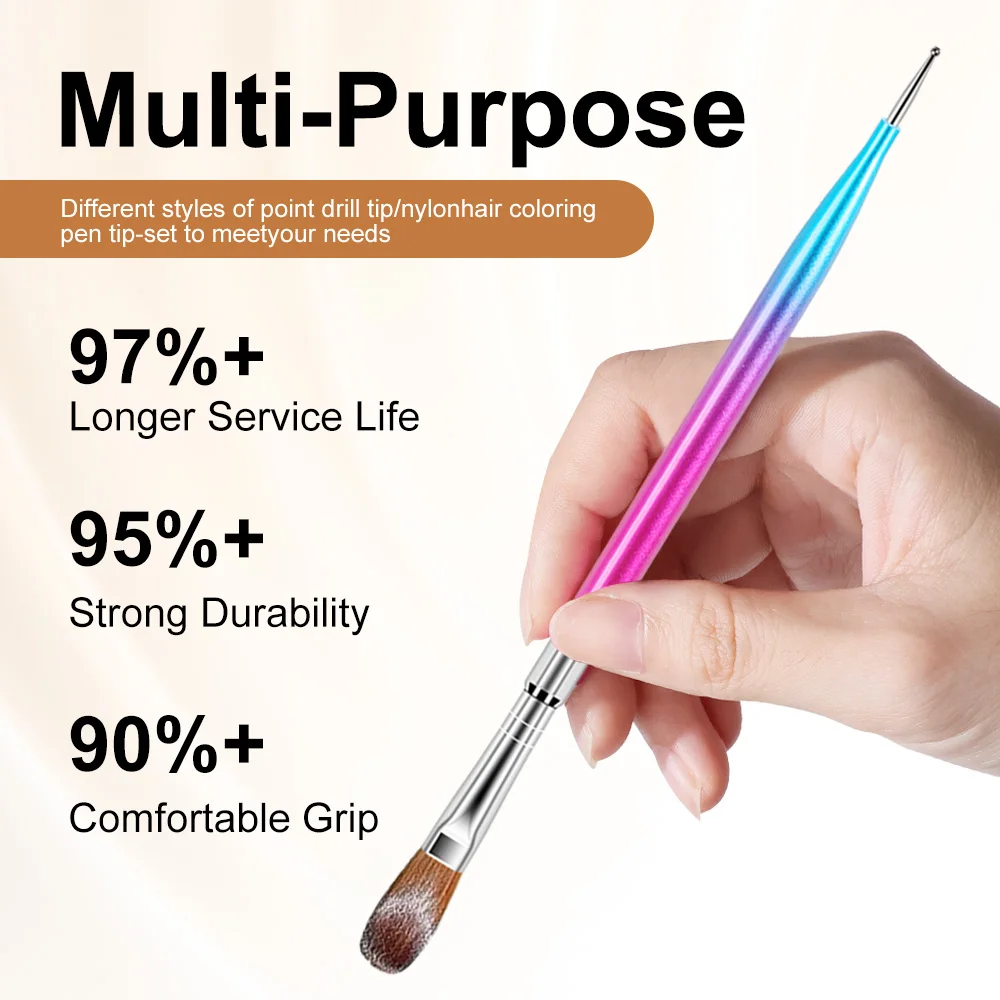 5pcs Nail Art Brush Design Tip Painting Drawing Carving Dotting Pen Flat Fan Liner Acrylic Gel Nail Art Design DIY Tools
