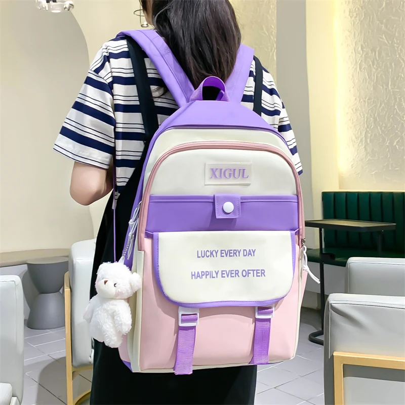 4 Pcs Sets Fashion Backpack Children\'s School Backpack Kawaii school bags for girl Kids Women\'s Backpack Travel Bookbag mochilas