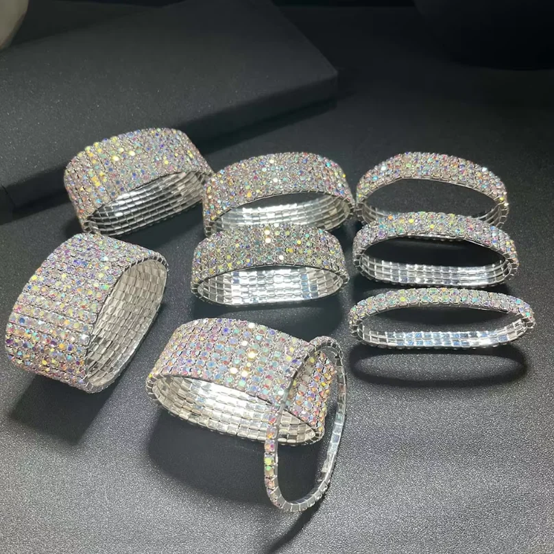 

BLIJERY Luxury AB Crystal Elastic Bracelets for Women Bling Iced Out Rhinestone Bracelet Bangle Bridal Wedding Jewelry Accessory