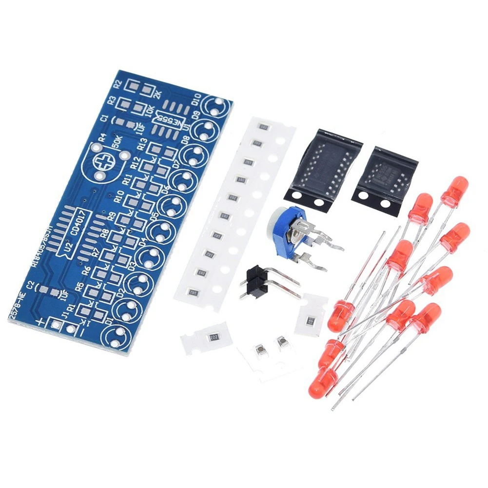 Smart Electronics Kits NE555+CD4017 LED Soldering DIY Flashing Light Kit Running LED Flow LED Light for Electronics Learning