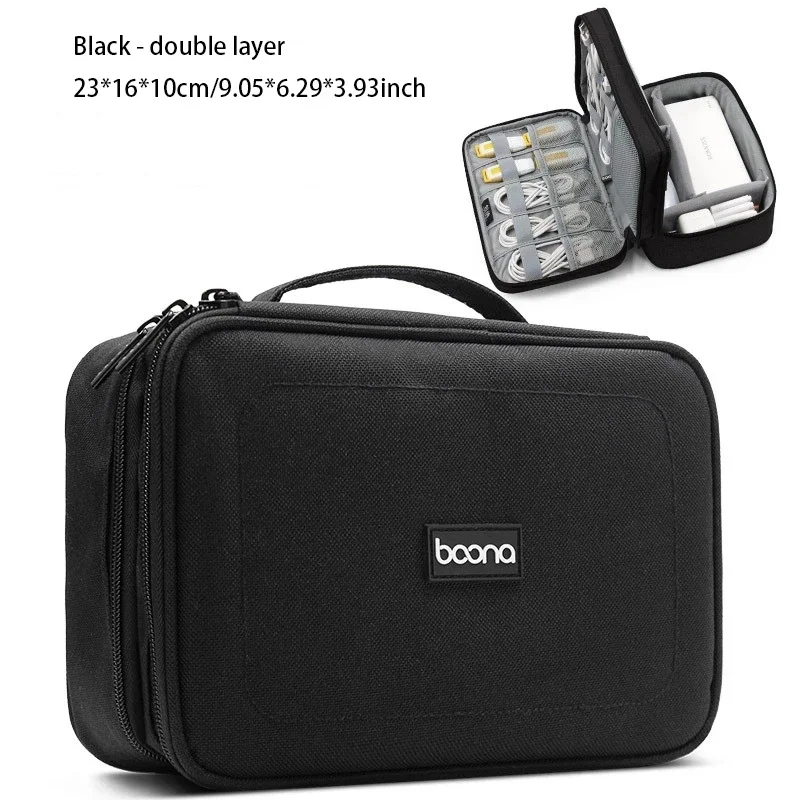 Double-layer Travel Digital Storage Bag Large Capacity Digital Accessories Charger Data Multi-function Cable Storage Bag