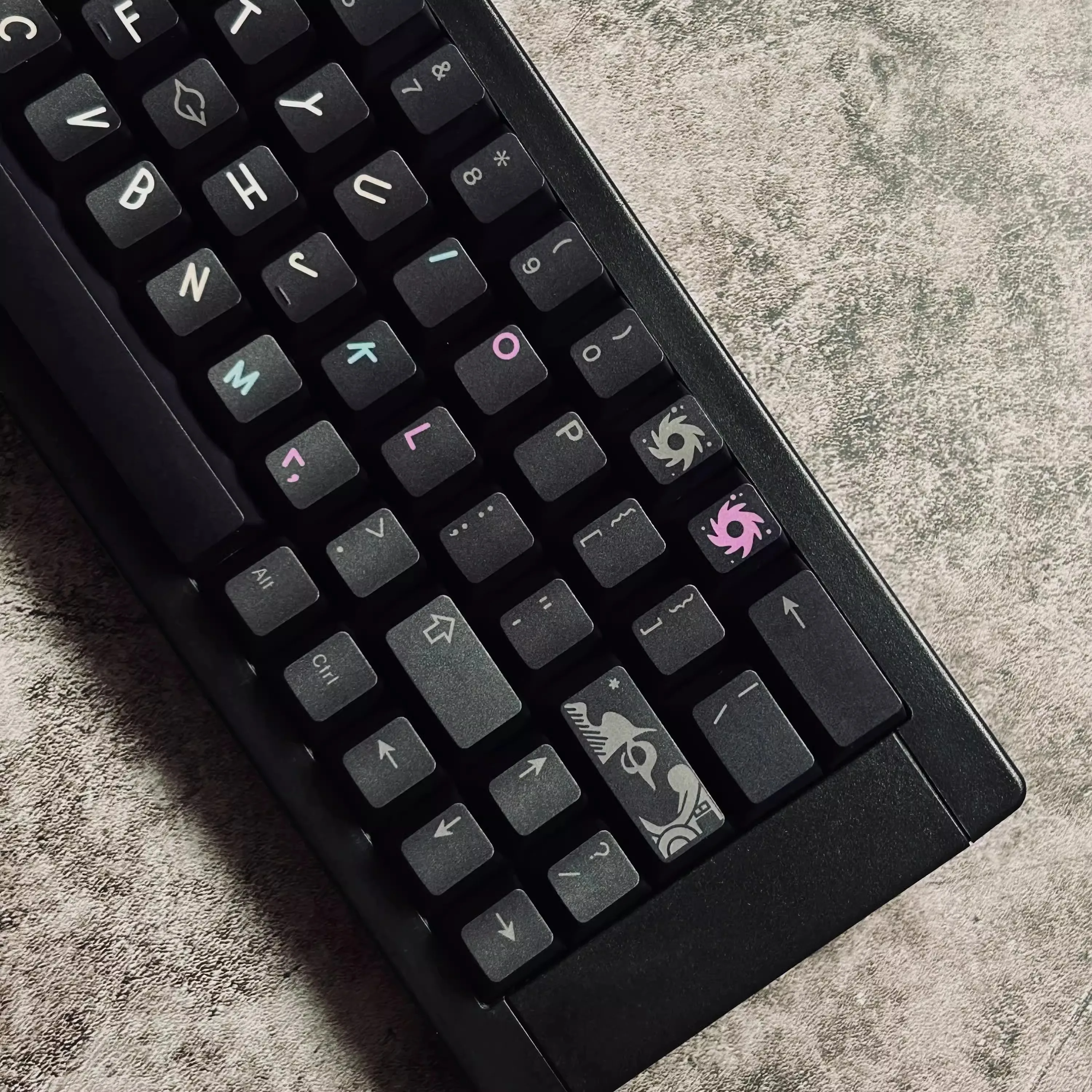 PBT gmk keycaps singularity keycap สีเชอร์รี่สำหรับ MX อุปกรณ์เสริมแป้นพิมพ์กลแยก Spacebar