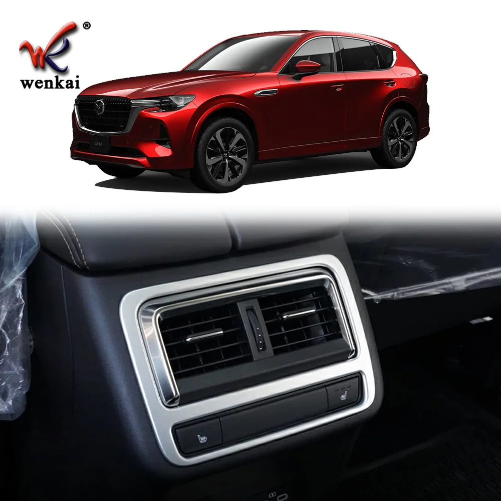 

For Mazda CX-60 CX60 2022 2023 ABS Chrome Car Rear Air Conditioning Vent Outlet Frame Cover Trim Sticker Car Styling Accessories