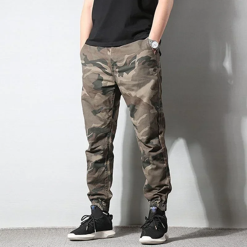 

Cargo Pants For Men Camouflage Fleece-lined Trousers Man Winter Casual Camo Loose Korean Style Regular Fit With Stylish