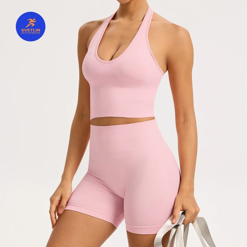 SVETLIN EU US Size Luxury Quality Active Wear Seamless Beauty-Back Yoga Clothing Set Running Quick-Dry Outfit Set for Women