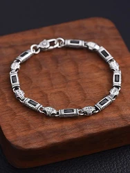 HX Silver Color Tang Grass Pattern Bracelet for Men and Women Fashion Türkiye Style Luxury Handwear New Jewelry