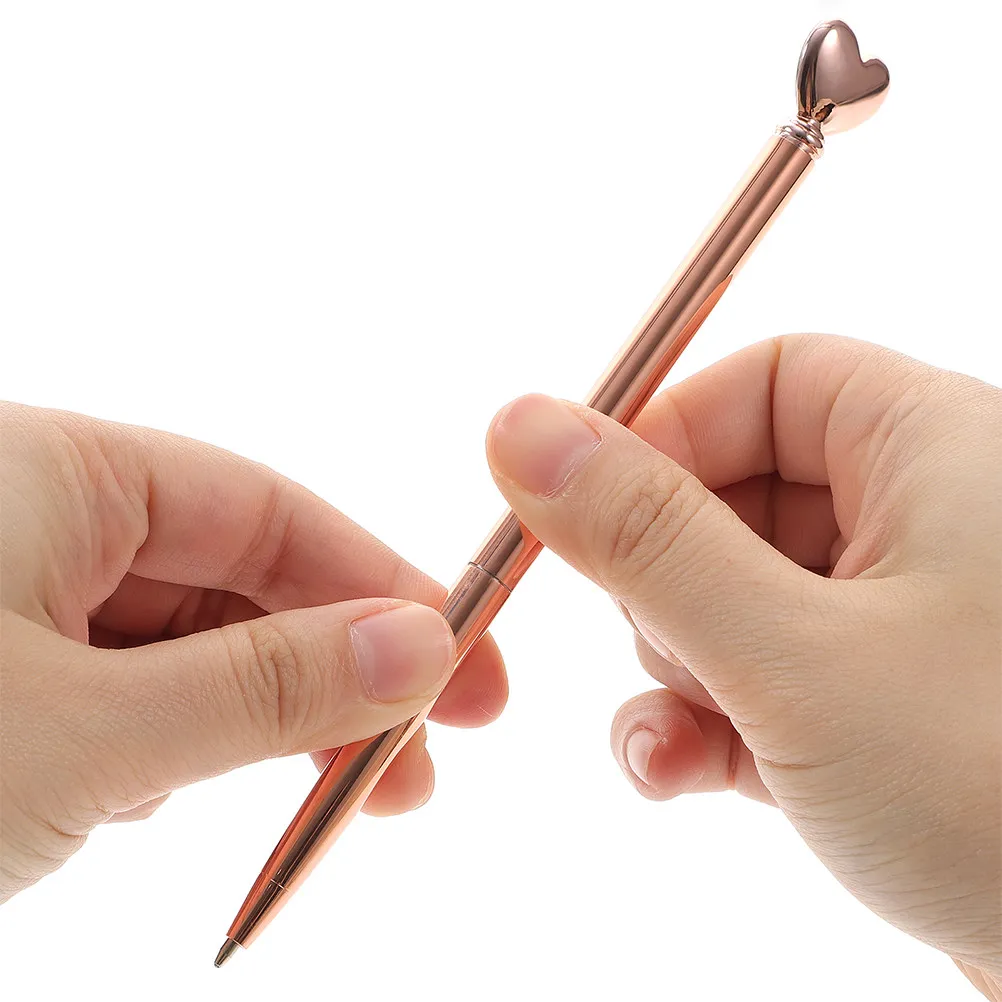

10Pcs Heart Shaped Ballpoint Pens Retractable Metal 1Mm Medium Ink Elegant Writing Tools for Valentine Wedding Office