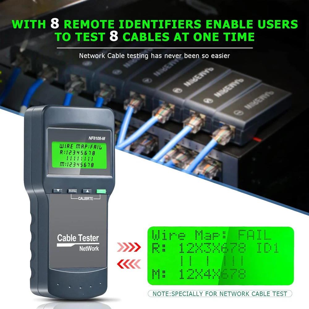 Imagem -04 - Professional Network Cabo Tester Display Lcd Medida Comprimento Wiremap Rede Ferramentas Noyafa-nf8108m