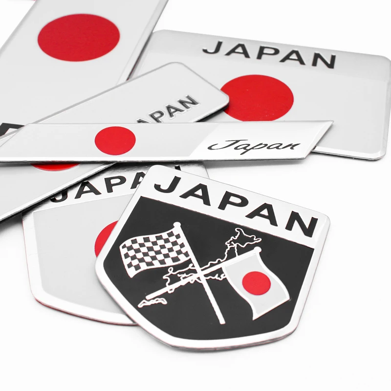 1PCS 3D Aluminum Japan Japanese Flag Emblem Badge Car Sticker Tail Decal For Toyota Honda Suzuki Nissan Lexus Auto Accessories