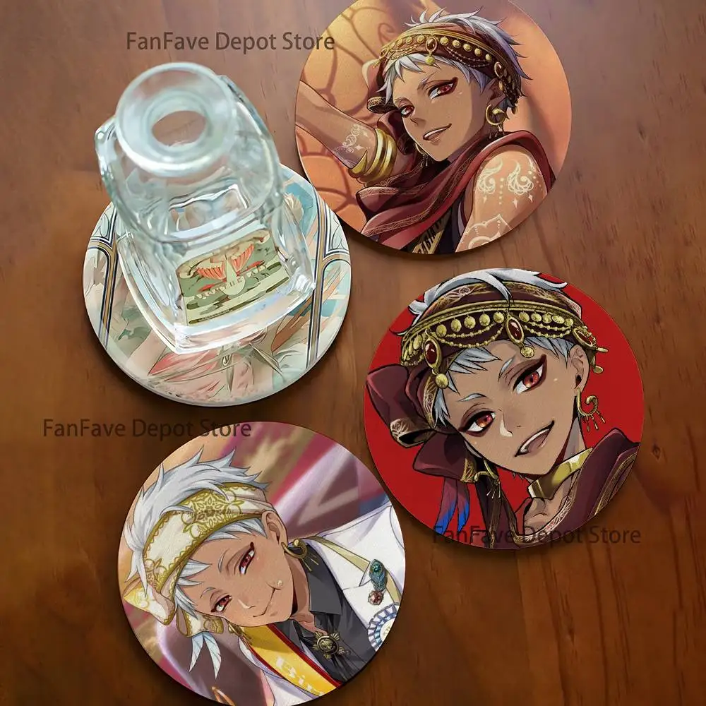 K-Kalim Al-Asim T-Twisted 2D Pattern round Wooden Coaster Decorative Coffee Cup for Use in Coffee Shops Bars Wine Beer