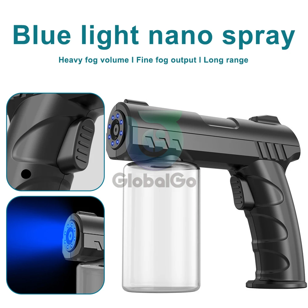 280ml nano luz azul pulverizador barbeiro sem fio pós-barba vapor usb pistola de desinfecção spray elétrico para ferramentas atomizador jardim